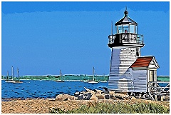 Brant Point Light Over Nantucket Harbor- Digital Painting